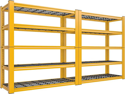 REIBII 2-Pack Commercial Heavy Duty Shelving, 3010 LBS Capacity per Shelf 72" H Industrial Storage Rack, 5-Tier Adjustable Boltless Rivet Metal Shelving Unit for Warehouse Garage Workshop Retail Store