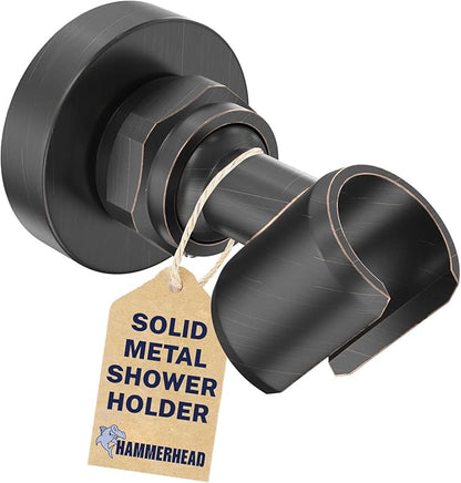 HammerHead Showers Solid Metal Handheld Showerhead Holder Wall Mount, Adjustable Screw-Mounted Pivot Ball, Shower Hose Holder, Fits Most Handheld Showerheads, Oil Rubbed Bronze