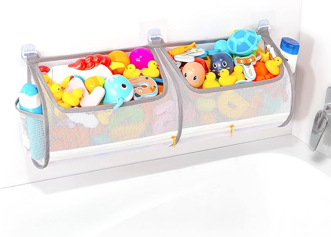 Ligereza 2-in-1 bath toy storage double capacity bath toy holder helps bath toy storage for tub classification, bath toy organizer for tub for kids to easily take favorite toys