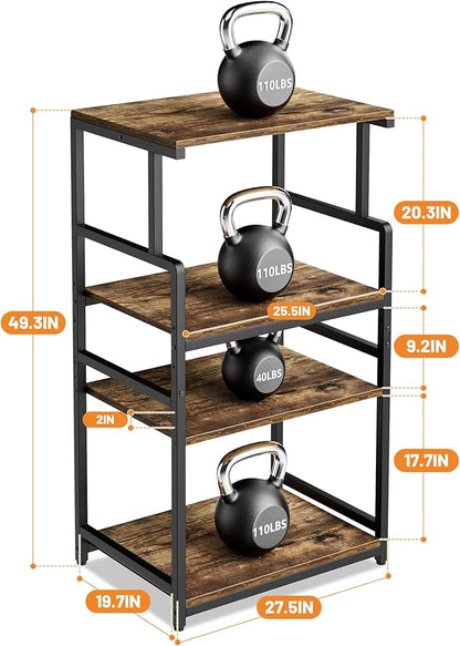 Aquzee 4-Tier Printer Stand, Large Printer Table with Wheels, Open Printers Table for Home Office, Rolling Printers Cart with Wheels, 5-Adjustable Heights, 27.5" W*19.7" D*49.3" H, Rustic Brown