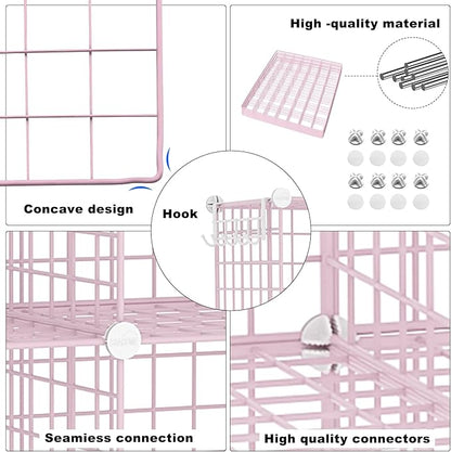 C&AHOME Wire Cube Storage, 8 - Cube Organizer Metal C Grids, Modular Shelves Units, Closet Organizer, Ideal for Home, Office, Living Room, 24.8" L x 12.4" W x 48.4" H, Pink UWCS3008P