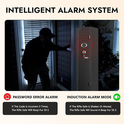 KAER 2-3 Gun Safe with Digital Keypad, Rifle Safe for Home, Secure Gun Cabinets for Rifles and Shotguns with Removable Shelf, Heavy-Duty Alloy Steel Security Safe for Bedroom Closet or Garage