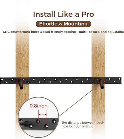 2pcs Floating Shelf Bracket Heavy Duty Floating Mantel Bracket Black Metal Decorative Floating Shelf Hardware Hidden Shelving Mounting Brackets (18″X8″X1″)