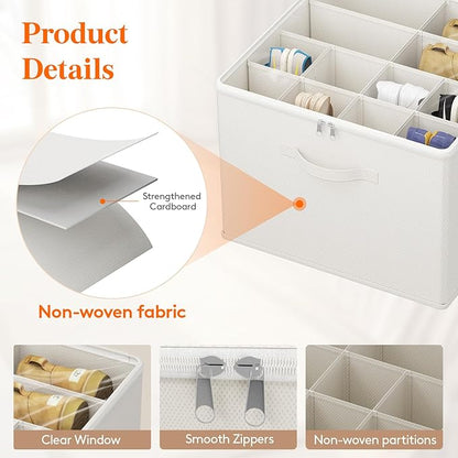 Lifewit Shoe Storage Organizer for Closet, Fabric Large Shoe Box Storage Containers with Clear Cover, Foldable Bins for Boots Heels Sneakers Fits 36-48 Pairs (Each 12-16 Pairs) 3 Pack White