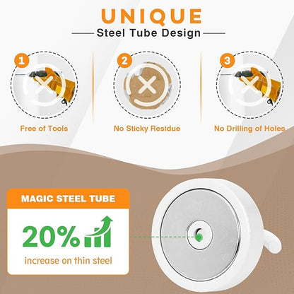 Neosmuk Magnetic Hooks, Cruise Ship Essentials, 80lb+ Heavy Duty Magnetic Hooks for Cruise Cabins, Refrigerator, Grill, Hanging, and Travel | Extra Strong Must-Haves Magnet Hook,White, 5 Pack