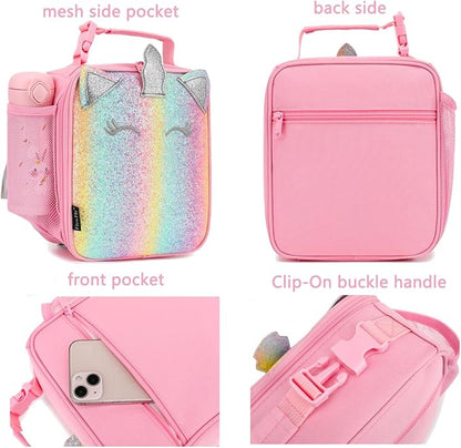 FlowFly Kids Lunch box Insulated Soft Bag Mini Cooler Back to School Thermal Meal Tote Kit for Girls, Boys, Smile