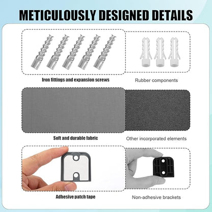 Retractable Baby Gate Replacement Parts Kit, Extension Hardware Set with 2 Latches 2 Brackets & Screws for Baby Gate Wall Mounting (Gray)