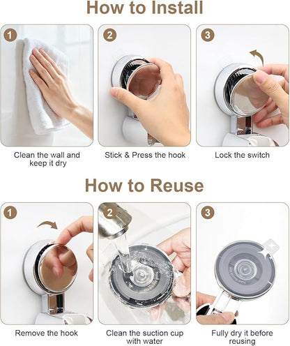 JOTPE Shower Head Holder Suction, Rotatable and Adjustable Shower Head Holder, Bathroom Suction Cup Shower Head Holder, No Drilling Shower Head Bracket, Removable Wall Mounted Suction Bracket