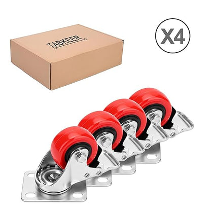 2 Inch Industrial Heavy Duty Swivel Caster Wheels with Brake,Set of 4 Safety Locking Casters,Load 600lbs,Premium Polyurethane Wheels for Table,Trailer,Saw Table,Stage Toolbox,Bed,Corn Board