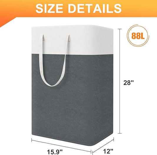 laundry basket 3-Pack, laundry hamper, Hamper with handles, collapsible laundry baskets, Waterproof dirty clothes hamper, Towel Storage for Home or Dorm, 88L-Grey