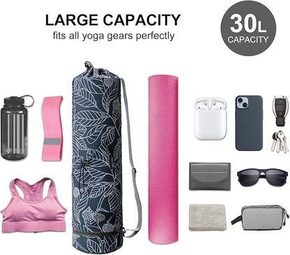 sportsnew Yoga Mat Bag with Water Bottle Pocket and Bottom Wet Pocket, Exercise Yoga Mat Carrier Multi-Functional Storage Bag, Patent pending