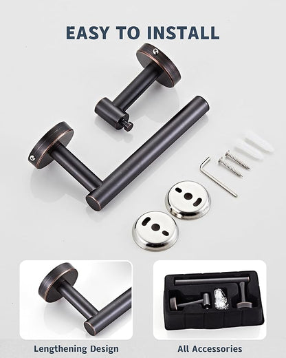 Bronze Toilet Paper Holder SUS304 Stainless Steel Double Post Pivoting Toilet Paper Roll Holder Wall Mounted Toilet Tissue Holder for Commercial Bathroom RV Oil Rubbed Bronze