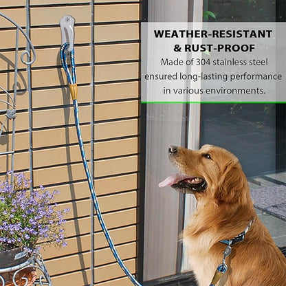 Stainless Steel Dog Tie-Out Hook,Heavy Duty Wall Mounted Leash&Chain Anchor,Rust-Proof for Yard&Patio,Secure Dog Parking System for All Weather Use