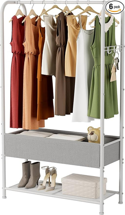 SINGAYE Clothes Garment Coat Rack Drying Clothing Racks Metal Freestanding for Hanging Clothes Portable Closet for Laundry Bedroom White