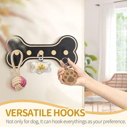 MTERSN Key Holder for Wall - Decorative Key Hook Coat Rack Wall Mount with 5 Unique 3D Dog Paws Hooks, Dog Leash Holder for Wall Hooks for Farmhouse Entryway, Gift for Dogs Lovers (Black)