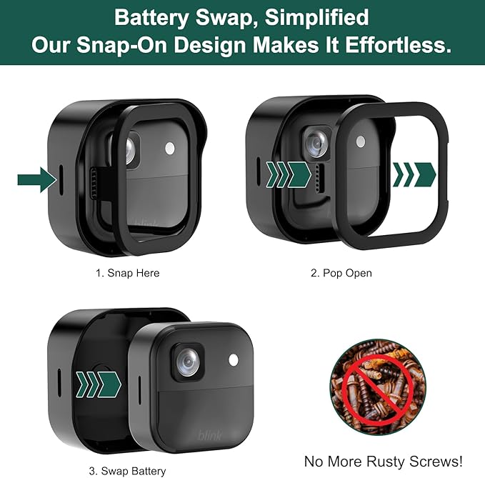 Blink Camera Mount for Outdoor 2K+, 3 Pack Protective Housing and 360° Adjustable Bracket, Snap-On Case for Easy Battery Change, Cable Management Blink Sync Module Mount(Black)