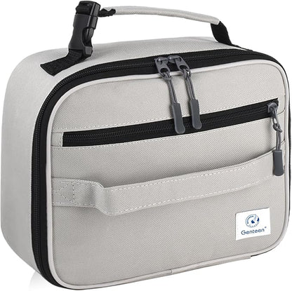 Genteen Lunch Box Kids,Insulated Lunch Bag Kids Boys Girls,Soft Bag Small Cooler Back to School Thermal Meal Tote Kit Lunch Box for School,Work,Outdoor (Gray)