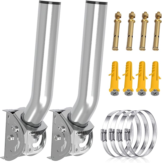 430 Stainless Steel Wireless Bridge Mount, 2-Pack 11 in Dual Screw Locking J Pole Mounting Bracket for Wall or Pole, 160° Angle Adjustable, 1.38 in OD, for CPE, Access Point or Weather Station