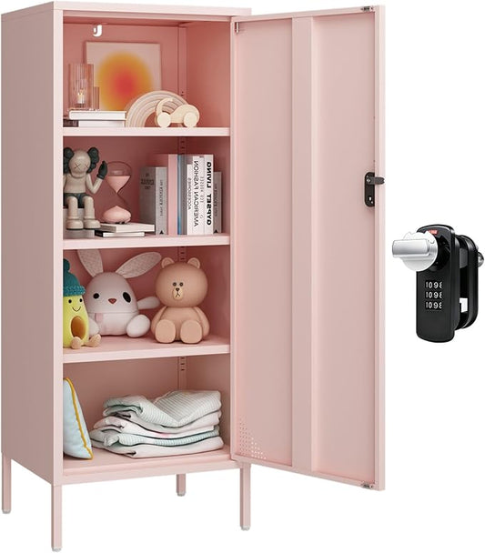 Metal Lokcer Cabinet (Pink, 19.69" D x 15.75" W x 49.21" H)