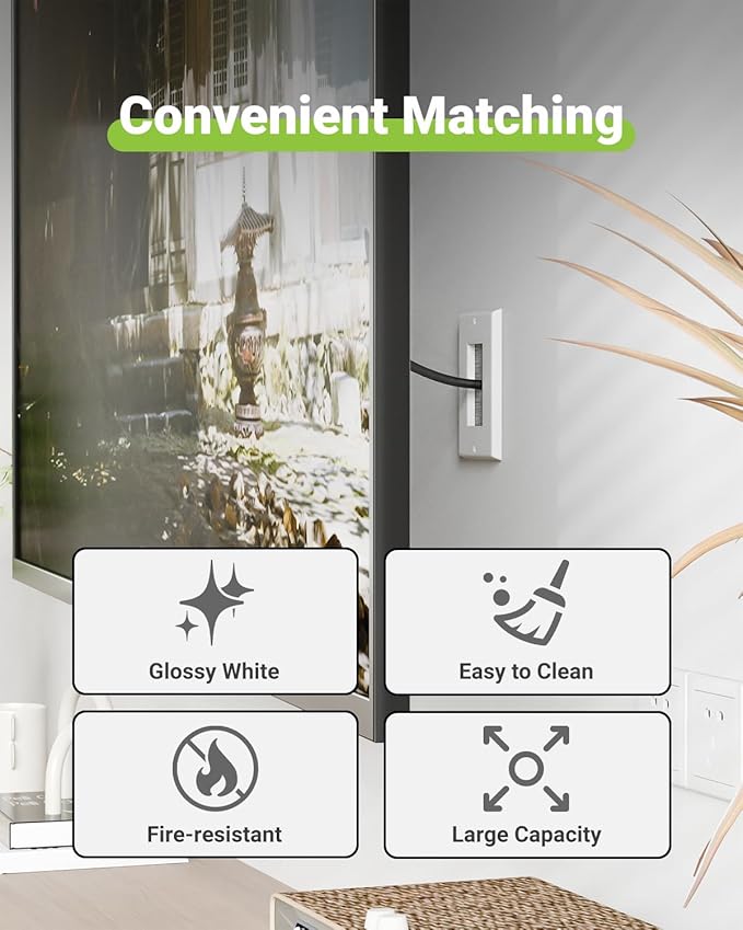 Brush Wall Plate with Mounting Bracket, 4 Pack Cable Pass Through Decorator Cover for Low Voltage Wires, Single Gang Cord Hider for TV Home Theater System