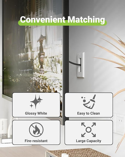 Brush Wall Plate with Mounting Bracket, 4 Pack Cable Pass Through Decorator Cover for Low Voltage Wires, Single Gang Cord Hider for TV Home Theater System