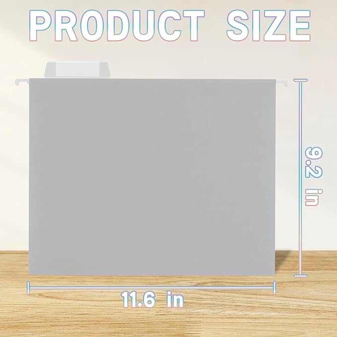 50 Packs Hanging File Folders Grey,Letter Size 8.5x11, Hanging File Folders with 1/5-cut Tabs,File Folders for Filing Cabinet,Ideal Office,School Classroom Supplies
