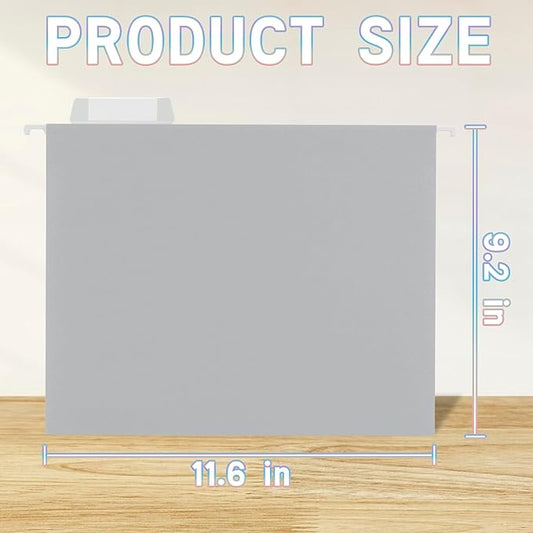50 Packs Hanging File Folders Grey,Letter Size 8.5x11, Hanging File Folders with 1/5-cut Tabs,File Folders for Filing Cabinet,Ideal Office,School Classroom Supplies