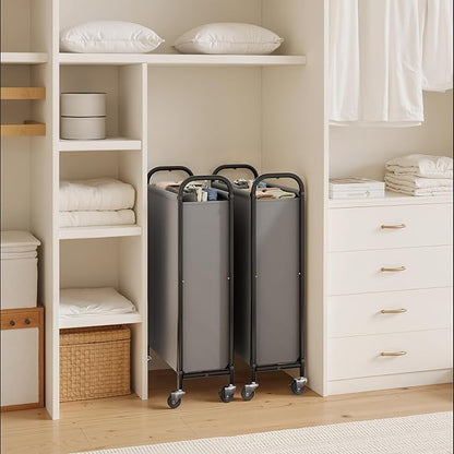 GRANNY SAYS 80L Slim Laundry Hamper with Wheels, Fabric Rolling Laundry Basket, Narrow Clothes Organizer, Tall Hamper for Closet, Laundry Room, Bathroom, Grey
