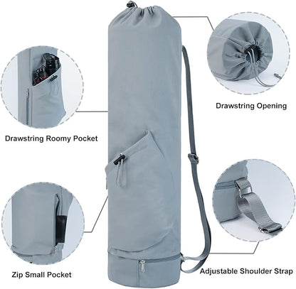 sportsnew Yoga Mat Bag with Water Bottle Pocket and Bottom Wet Pocket, Exercise Yoga Mat Carrier Multi-Functional Storage Bag, Patent pending