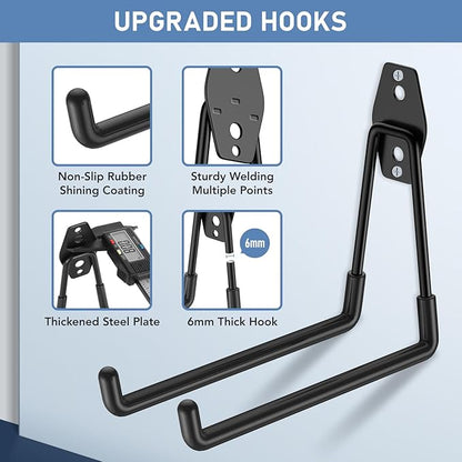Garage Hooks with Anti-Slip Coating,Heavy Duty Wall Mount Storage Hooks for Hanging Bike,Hose,Ladder,Yard,Garden Tools (42 Pack Black)