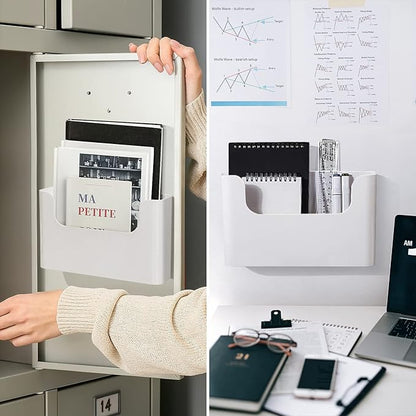 Wall Mount File Organizer Holder Hanging File Organizer Door Office Mail Supplies Storage Magazine Envelope Planner Wall Single Pocket (Off White, 2 Pack)