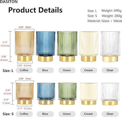 DASITON Makeup Brush holder Organizer,Crystal Cosmetic Makeup Brush Glass Brushes Storage Holder, Vintage Make Up Brush Cup Pen Pencil Holder striped vase(Coffee S)