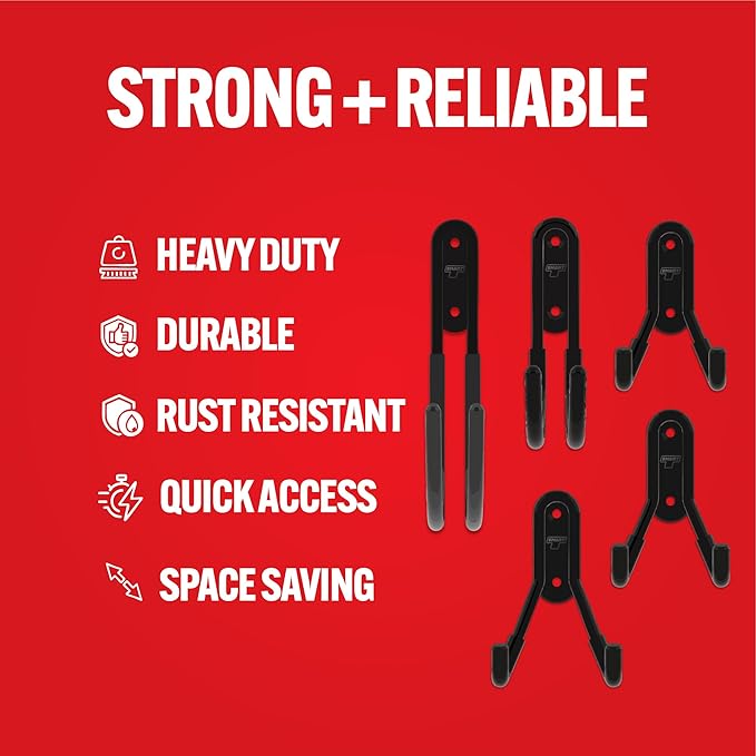 Smart T Garage Storage Hook Kit | 5 Piece Tool Organizer - Heavy Duty Organizer Wall Mount or Shelving Hooks