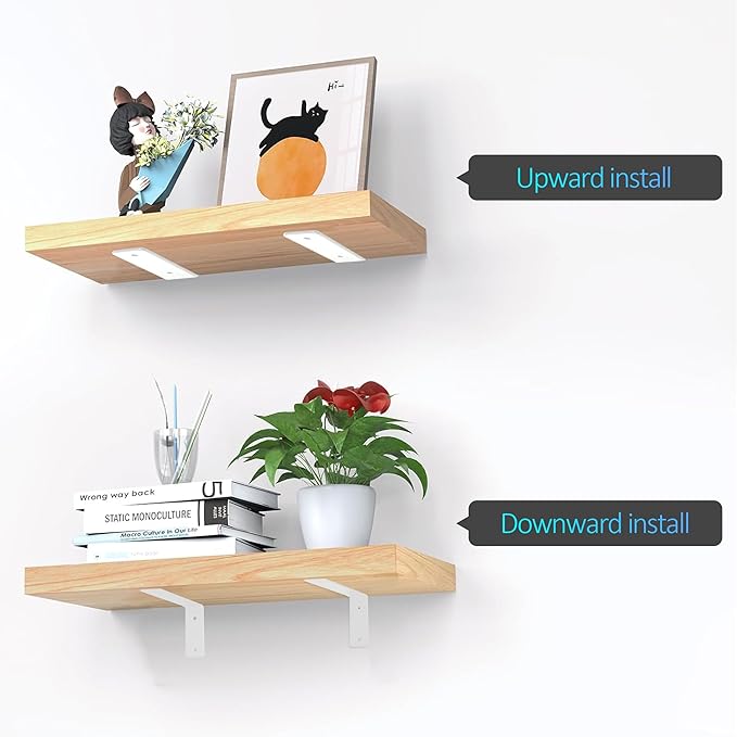 L Floating Shelf Brackets,8 Pack Heavy Duty L Brackets for Shelves, L 6" X H 4" White Metal Countertop Support Brackets,Wall Mounting for Wood