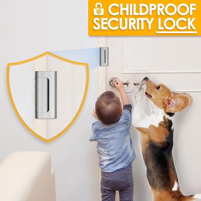 Door Reinforcement Lock Home Security - Door Locks for Kids Safety Childproof Door Latch Guard with 3" Stop Withstand 800 lbs Inward Swinging Front Door Upgrade Night Lock Prevent Unauthorized Entry