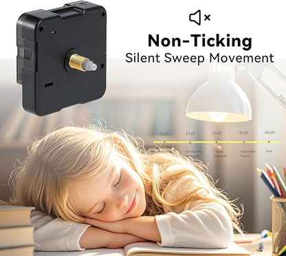 Clock Mechanism Replacement Battery Operated Silent Clocks Kit Include Clock Hands Second Hand DIY Repair Parts Shaft Length 16mm(20/32 inches)