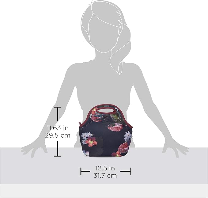 BUILT Gourmet Getaway Soft Neoprene Lunch Tote, Lightweight, Insulated, and Reusable, One Size, Midnight Botanical