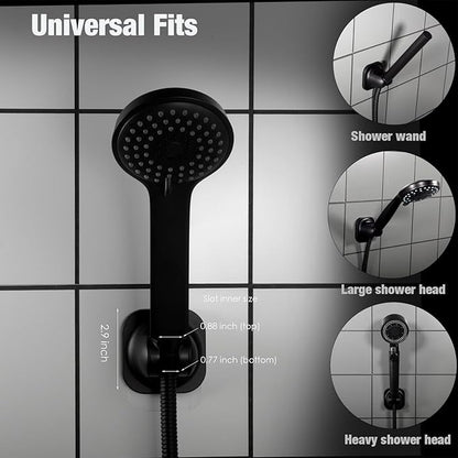 Handheld Shower Head Holder - 5 Positions Adjustable - Clip in - Screw or Adhesive Mount - Bathroom Wall Mounted Shower Wand Holder (Oil Rubbed)