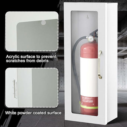 Zonon 1 Pcs 10lb Fire Extinguisher Cabinet Wall & Surface Mount 24-3/4 H x 10-1/4 W x 6-3/4 D 22 Gauge Steel Fire Extinguisher Box Case Extinguishers Holder with Handle for Indoor Outdoor (White)