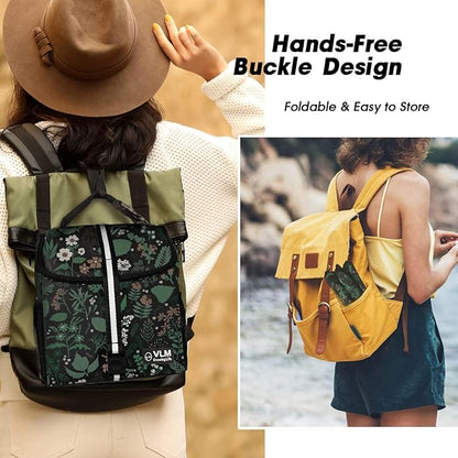 VLM Lunch Box for Women, Insulated Lunch Bag Women with Adjustable Shoulder Strap, Cute Lunch Tote Bag for Work,Picnic,Camping (Green Floral, Small)
