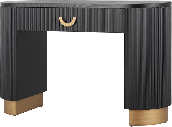 Modern Console Table with Vertical Ribbed Design, Compact Storage Entryway Table with Functional Drawer for Living Room