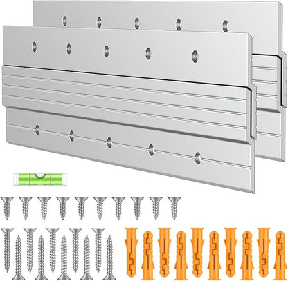 Uniclife 2 Pairs 12 Inch French Cleat Hanger 80 lbs Load Heavy Duty French Cleat Picture Hanger Aluminum Alloy Mirror Hanging Hardware Wall Mounting Bracket Interlocking Z Bar Clip with Bubble Level