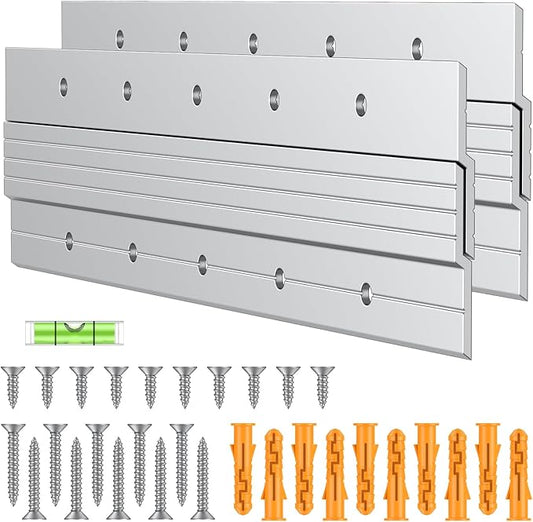Uniclife 2 Pairs 12 Inch French Cleat Hanger 80 lbs Load Heavy Duty French Cleat Picture Hanger Aluminum Alloy Mirror Hanging Hardware Wall Mounting Bracket Interlocking Z Bar Clip with Bubble Level