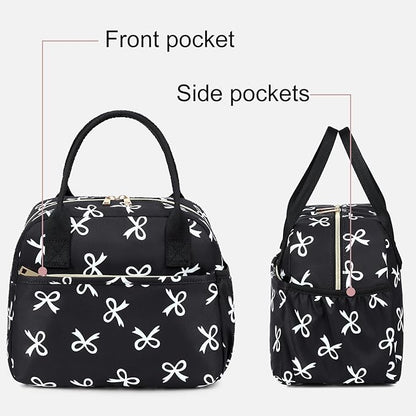 CAMTOP Lunch Box for Women Men Insulated Lunch Bag Lunch Tote Bag Leakproof Thermal Cooler Large Capacity for Travel Work School Picnic (White Bow)