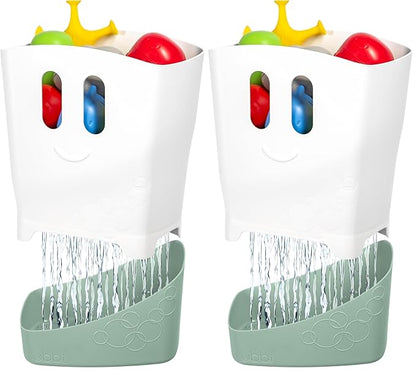 Ubbi Freestanding Bath Toy Organizer Bath Caddy with Removable Drying Rack Bin & Scoop for Toddlers + Baby, Sage (Pack of 2)