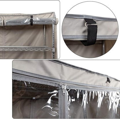 YLOVAN Storage Shelf Cover Wire Rack Shelving Dust Protective, Fits Racks 36''Wx19''Dx72''H One Side See Through Panel (Cover only)