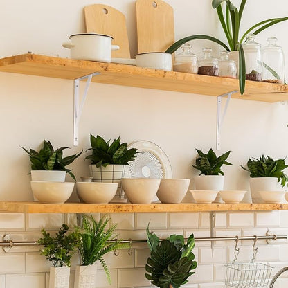 8 Pcs Heavy Duty Shelf Brackets, Floating Metal Shelf Brackets, Metal Wall Mount L Shaped Shelves Support Angle Brackets for Heavy Duty Floating Shelves Shelf Brackets (7.87x4.72 inch White)