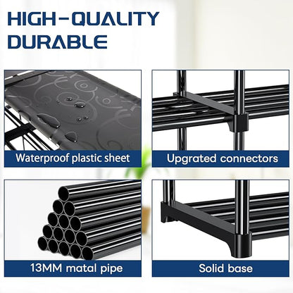 Mavivegue 3 Row 12 Tiers Shoe Rack, Large Storage Space, Metal Shoe Rack Organizer for Entryway, Closet, Bedroom, Garage,Black