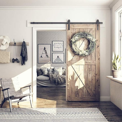 SMARTSTANDARD 6.8FT Barn Door Hardware Kit, Sliding Barn Door Track -Smoothly and Quietly -Easy to Install -Includes Step-by-Step Installation Instruction Fit 40" Wide Door Panel (J Shape Hanger)
