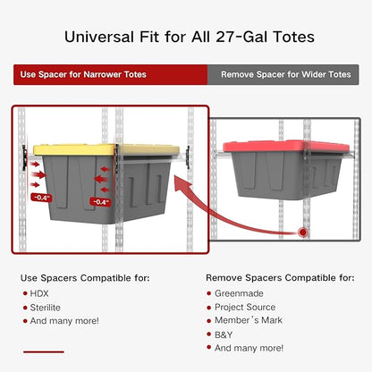 27 Gallon Tote Storage Rack, Heavy-Duty Storage Bin Rack Organizer, 5-Tier Standing Storage Bin Shelves, 250 lb Capacity, Maximize Space for Garage, Warehouse, Utility